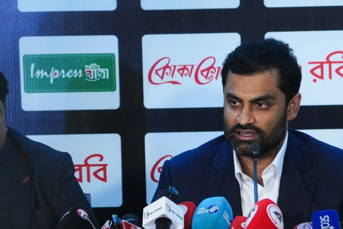 BCB President Tamim Iqbal during a press conference. | Photo sourced from the official X page of Bangladesh Cricket