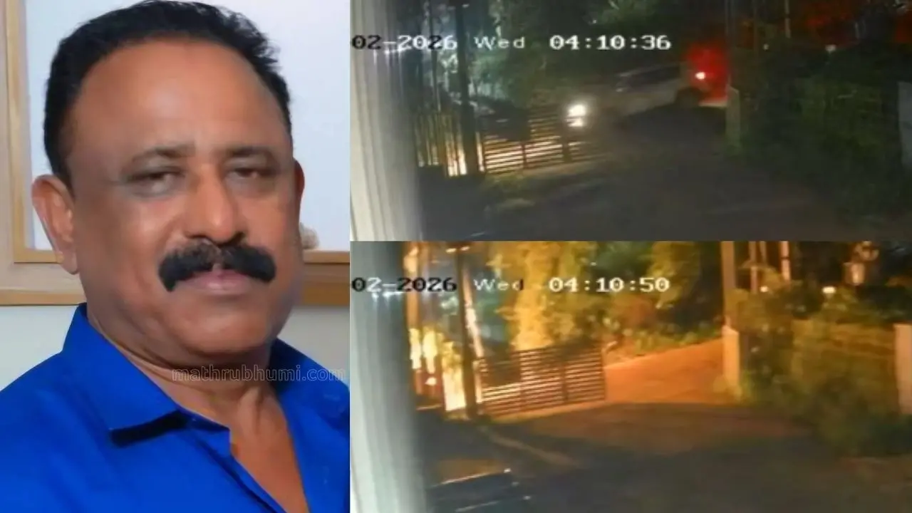 സി.പി. സുധാകരൻ | കാർ തീപ്പിടിക്കുന്നതിന് മുന്പും ശേഷവുമുള്ള സിസിടിവി ദൃശ്യങ്ങൾ (Images: Special arrangement)
