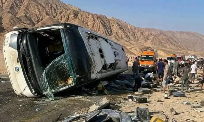 Bus involved in the accident in Egypt