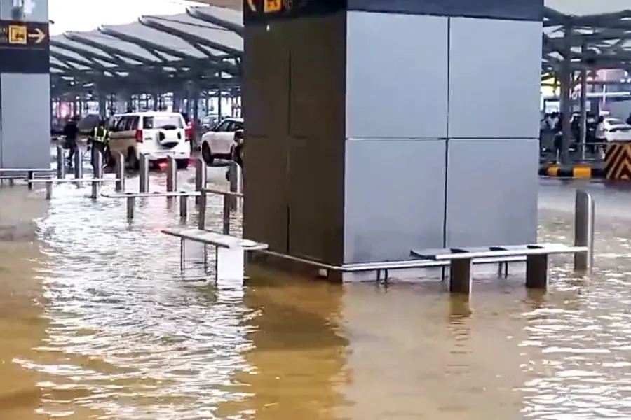 Delhi airport waterlogged after heavy rain as 400+ flights delayed; nine diverted