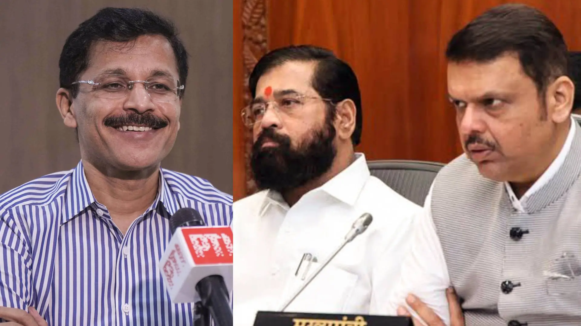 തുക്കാറാം മുണ്ടെ, ദേവേന്ദ്ര ഫഡ്നാവിസും ഏക്നാഥ് ഷിന്ദേയും | Photo: ANI, PTI