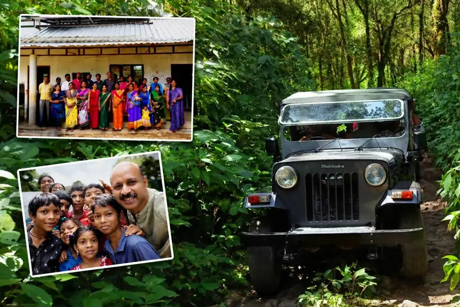 Edamalakkudy forest stretch; Shameer CA with students and teachers