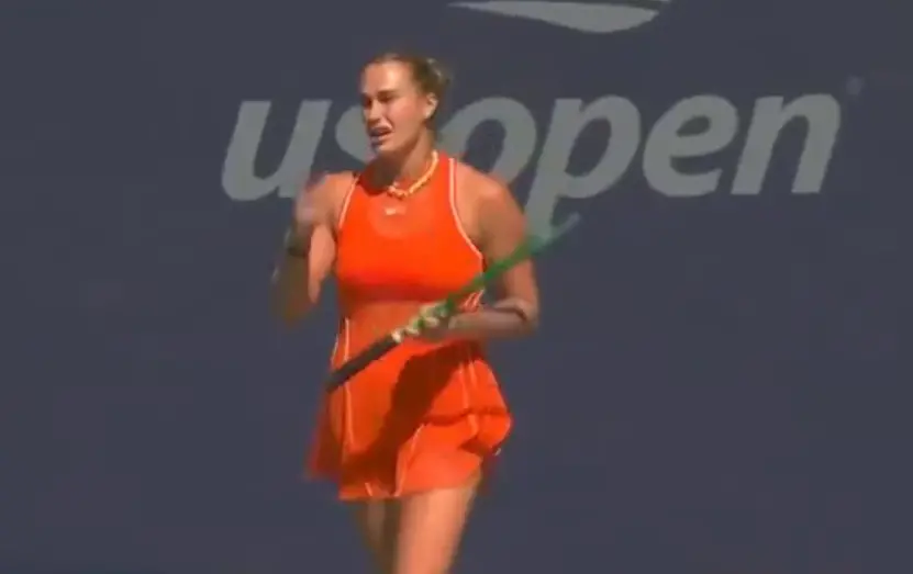 Aryna Sabalenka visibly upset during the match