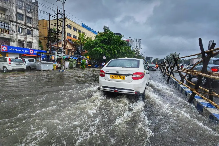flooded roads due to rain