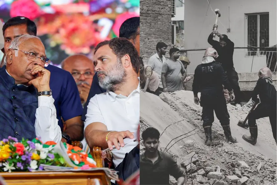 Rahul Gandhi and Mallikarjun Kharge on Delhi building collapse