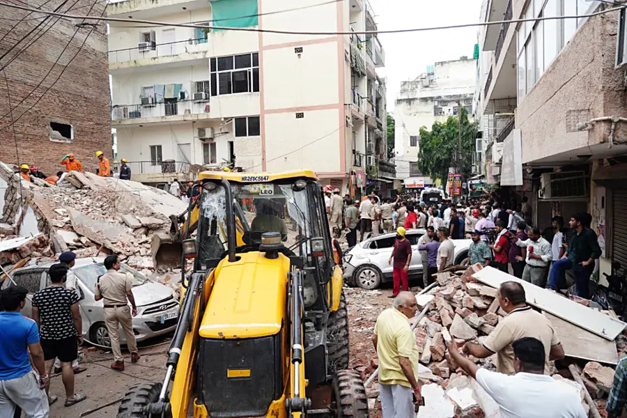 Rescue Operations At Delhi Building Collapse Disaster Site