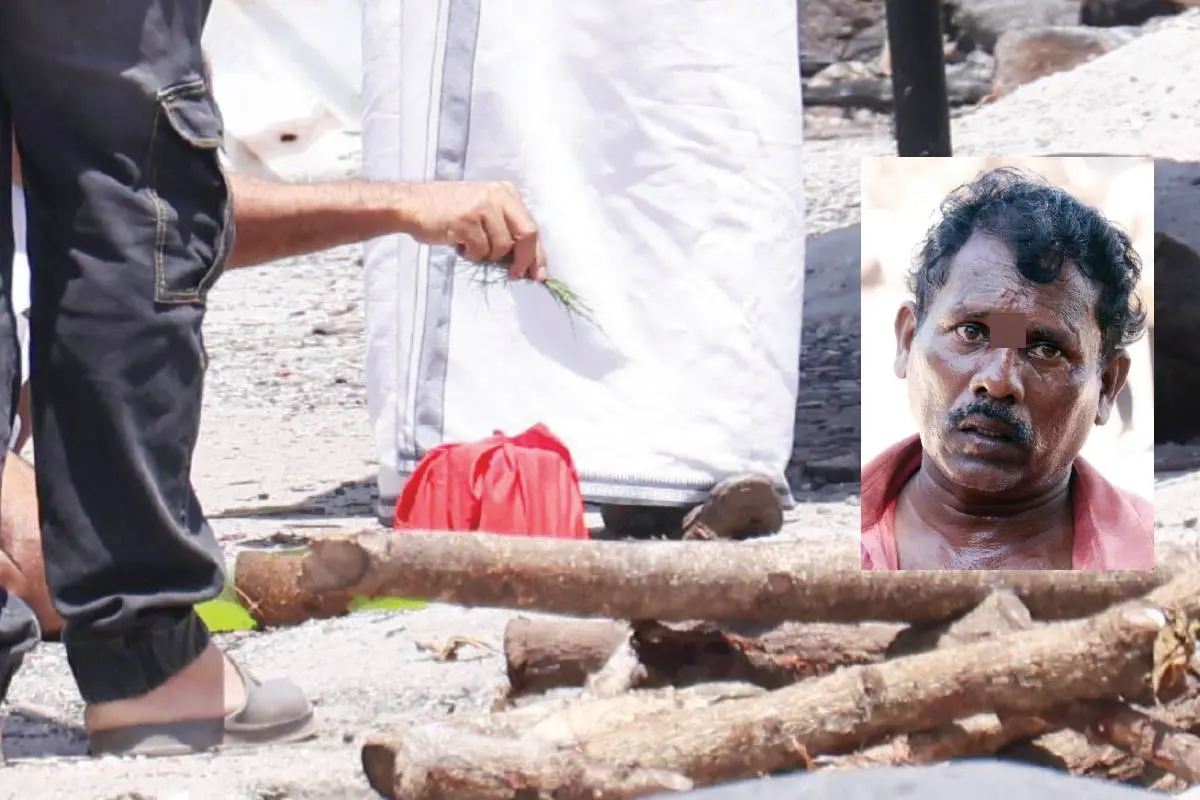 അസ്ഥി മാറി ശേഖരിച്ച് മരണാനന്തരകർമം നടത്തിയവർ തിങ്കളാഴ്ച വീണ്ടുമെത്തി യഥാർഥ അസ്ഥി ശേഖരിച്ച് കർമം നടത്തുന്നു, പരിക്കേറ്റ ശ്മശാനം ജോലിക്കാരൻ രഞ്ജൻ
