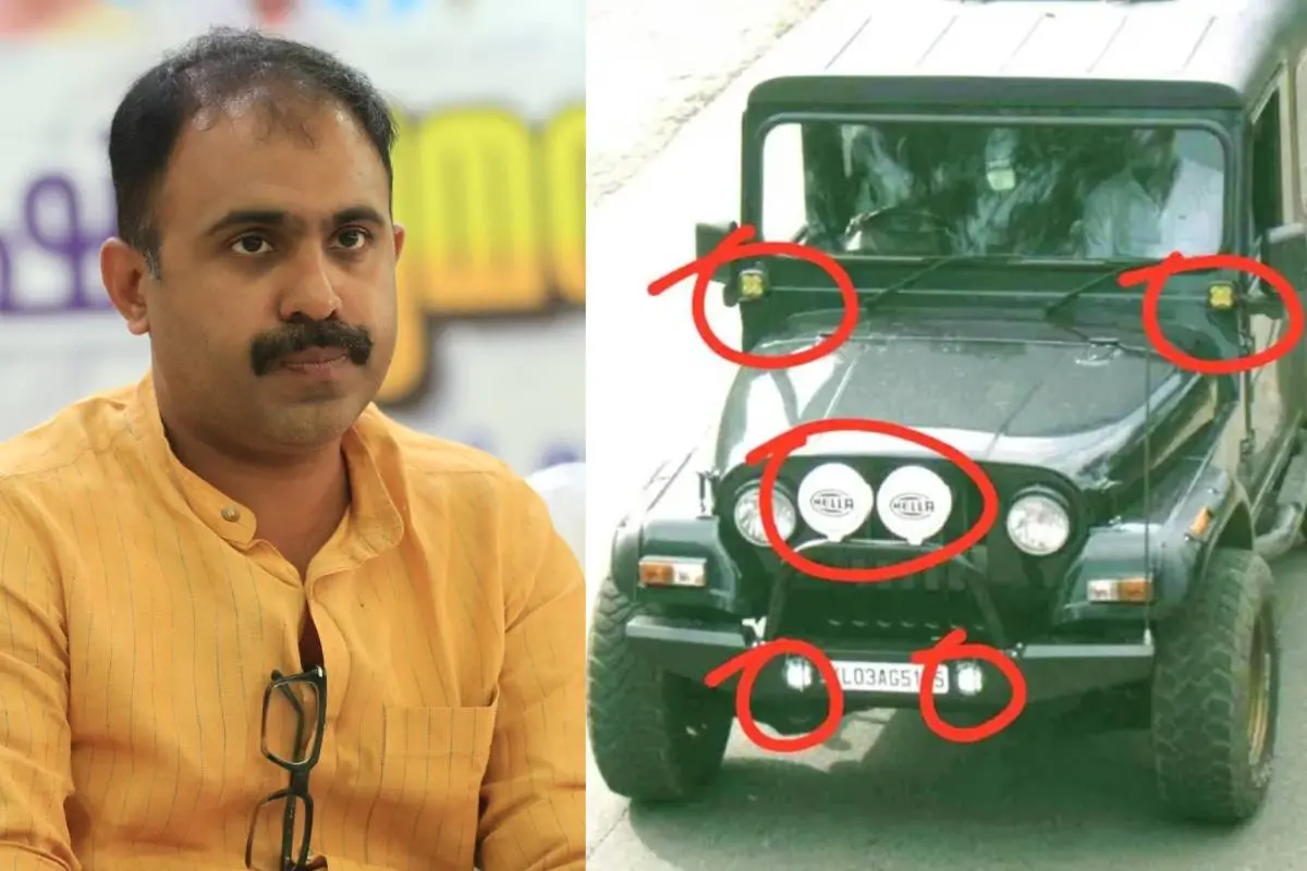 അബിന്‍ വര്‍ക്കി എം.എല്‍.എ, രൂപമാറ്റം വരുത്തിയതിന് എം.വി.ഡി. പിഴയിട്ട മഹീന്ദ്ര ഥാര്‍ | ഫോട്ടോ: മാതൃഭൂമി