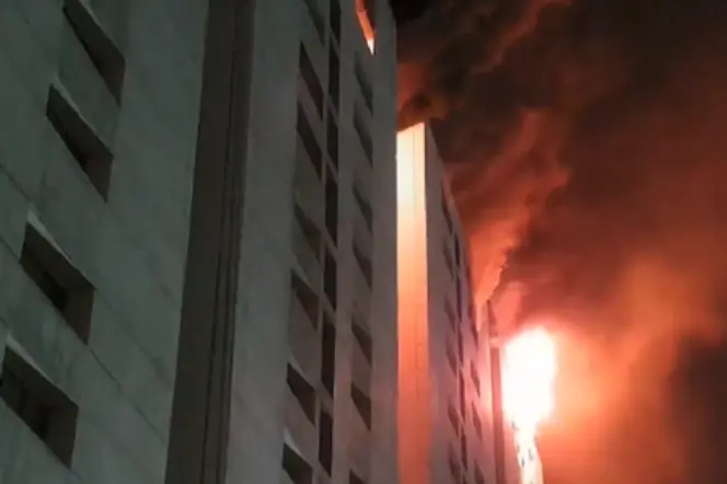 A massive fire broke out at Surat’s Shyam Sangini Textile Market