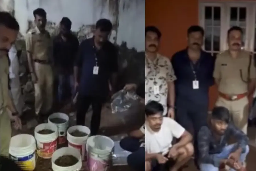 പെയിന്റ് ബക്കറ്റിൽ കഞ്ചാവ് ശേഖരം; പിടിച്ചെടുത്തത് 16 കിലോ, രണ്ടുപേർ പിടിയിൽ