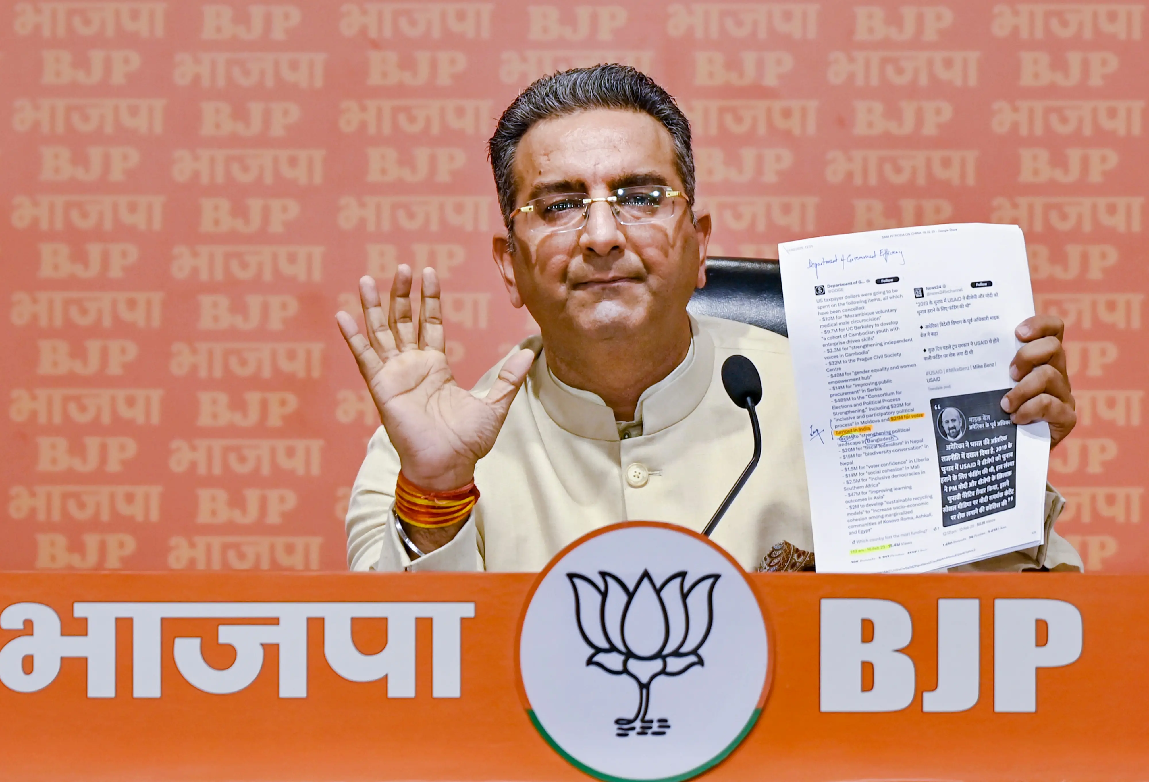 BJP National Spokesperson Gaurav Bhatia addresses a press conference, in New Delhi.| Photo: PTI