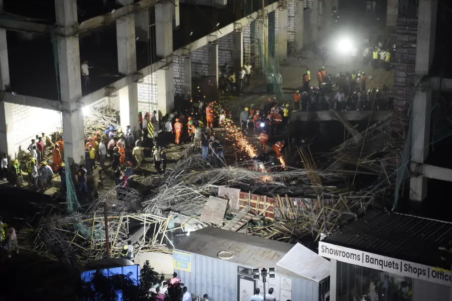 Thirteen workers were hospitalised after a slab collapsed at an under-construction site in Gandhinagar