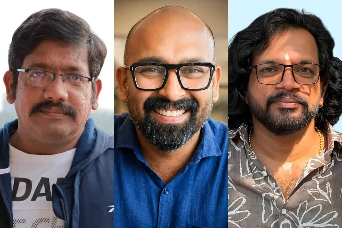 ഫെഫ്ക എഡിറ്റേഴ്സ് യൂണിയൻ പ്രസിഡന്റ് വിപിൻ. എം.ജി, ട്രഷറർ കപിൽ കൃഷ്ണ, ജനറൽ സെക്രട്ടറി പ്രസീദ് നാരായണൻ എന്നിവർ | ഫോട്ടോ: അറേഞ്ച്ഡ്