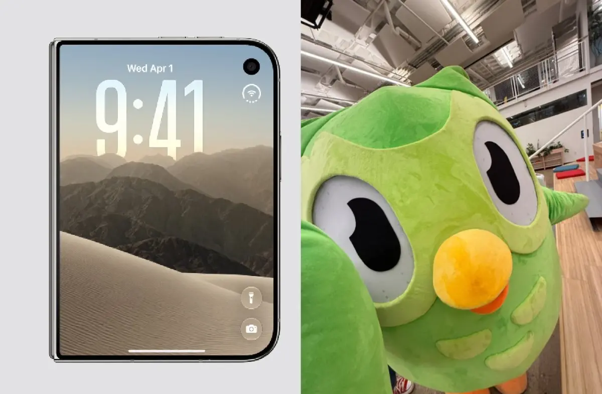 Iphone Duo, Duolingo Mascot | Photo: Apple, Duolingo