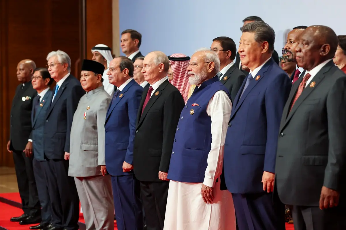 Prime Minister Narendra Modi with Russian President Vladimir Putin, Chinese President Xi Jinping, Kazakhstan President Kassym-Jomart Tokayev, Indonesian President Prabowo Subianto and Egyptian President Abdel Fattah el-Sisi, at Bharat Mandapam | Photo: PTI