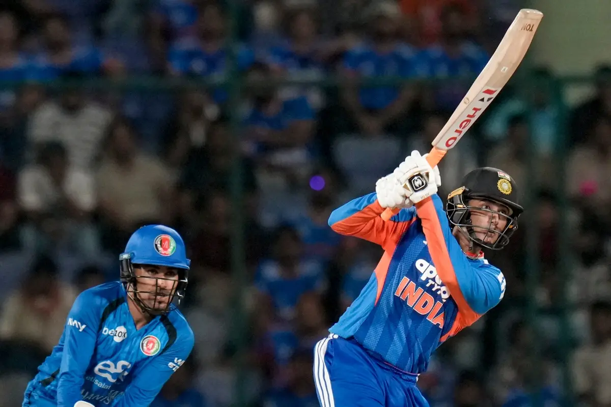 India's Abhishek Sharma plays a shot during the first T20I cricket match between India and Afghanistan | Photo: PTI