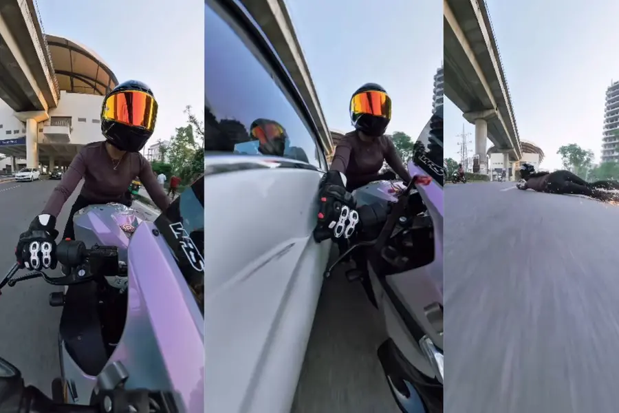 Gurugram biker says car chased her, hit bike and fled; incident caught on camera