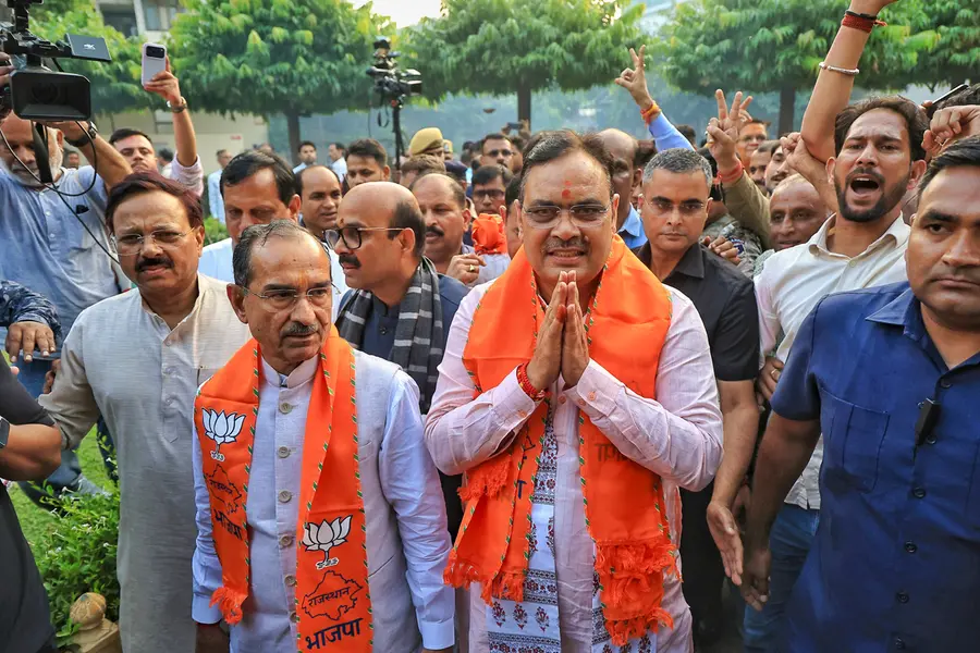 Rajasthan Chief Minister Bhajan Lal Sharma and BJP State President Madan Rathore
