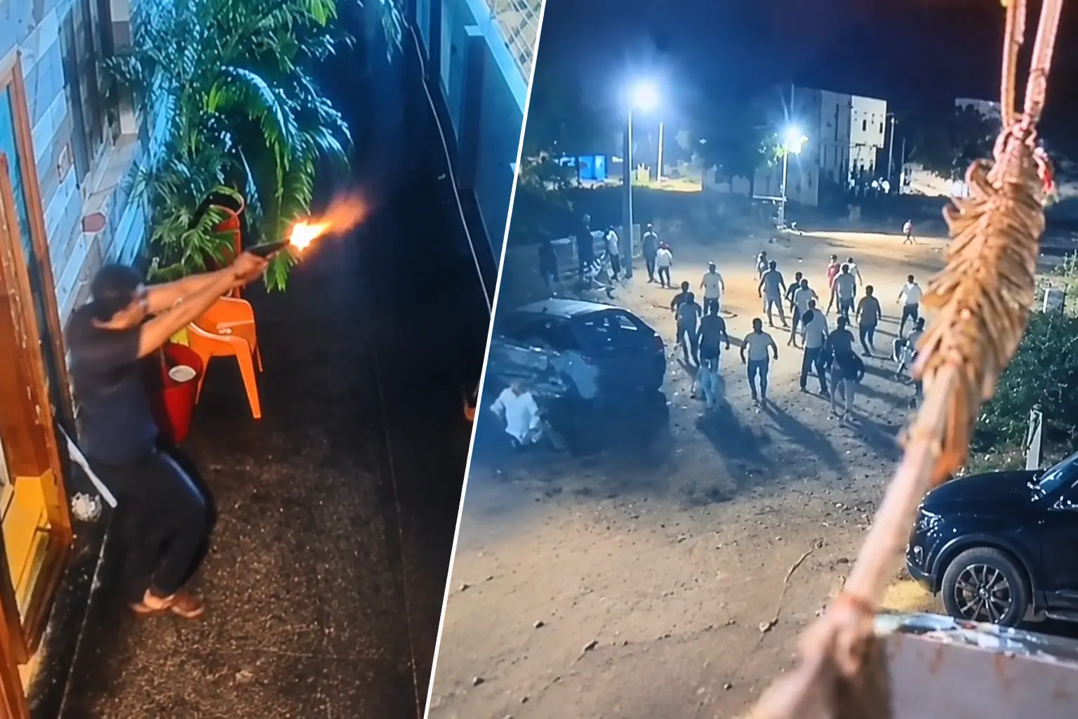 CCTV visuals showing the reported firing and subsequent clash between two groups in Pulivendula, Kadapa district.