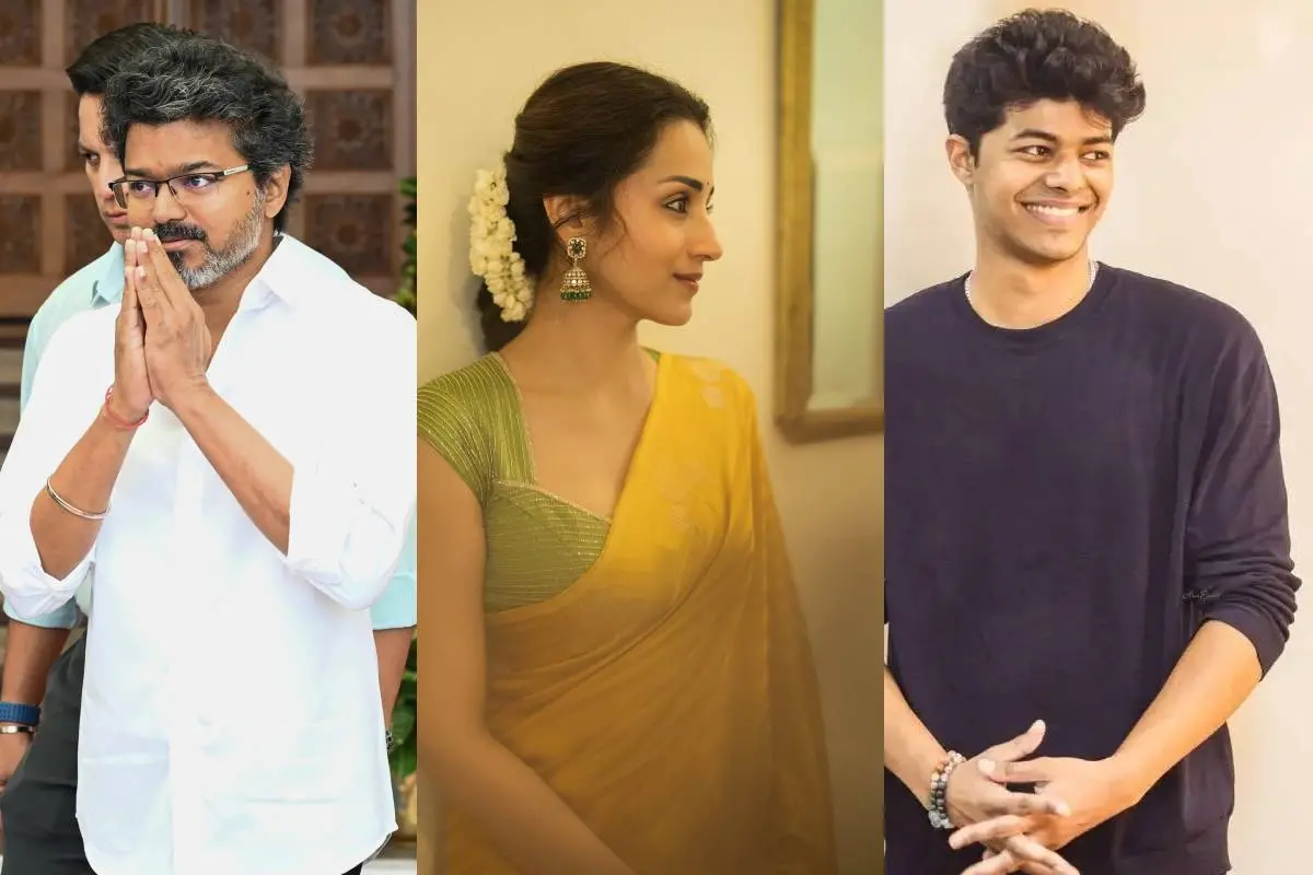 സി.ജോസഫ് വിജയ്, തൃഷ, ജേസൺ സഞ്ജയ് | PTI, Instagram