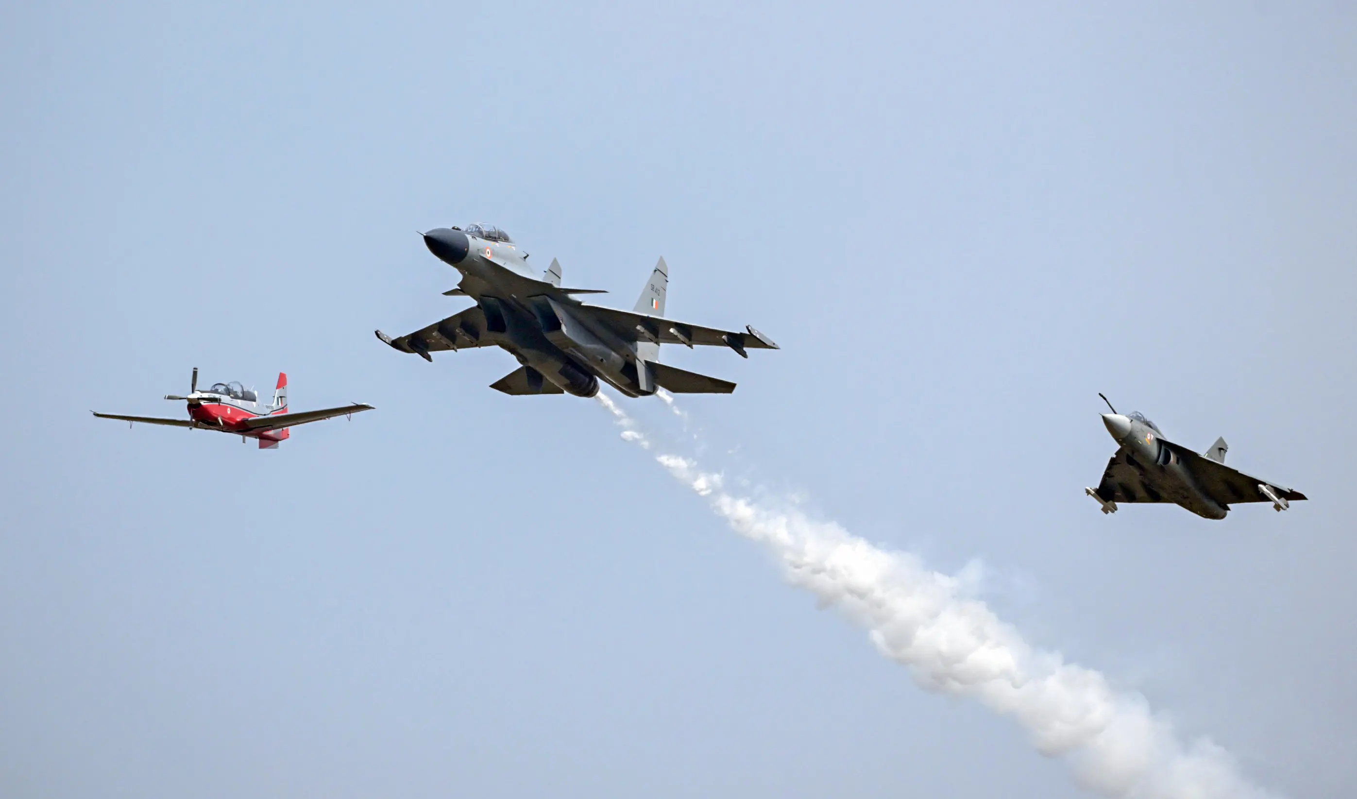 LCA Tejas Mk1A completes maiden flight as the Union Defence Minister Rajnath Singh inaugurates the third Tejas production line and the second HTT-40 line, at HAL in Nashik.| Photo: PTI