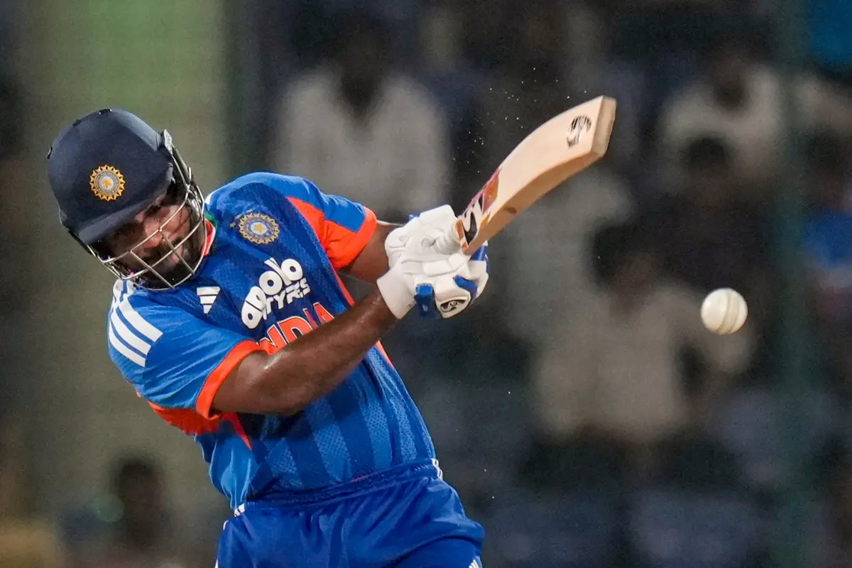 India's Sanju Samson plays a shot during the second T20I cricket match between India and Afghanistan | Photo: PTI