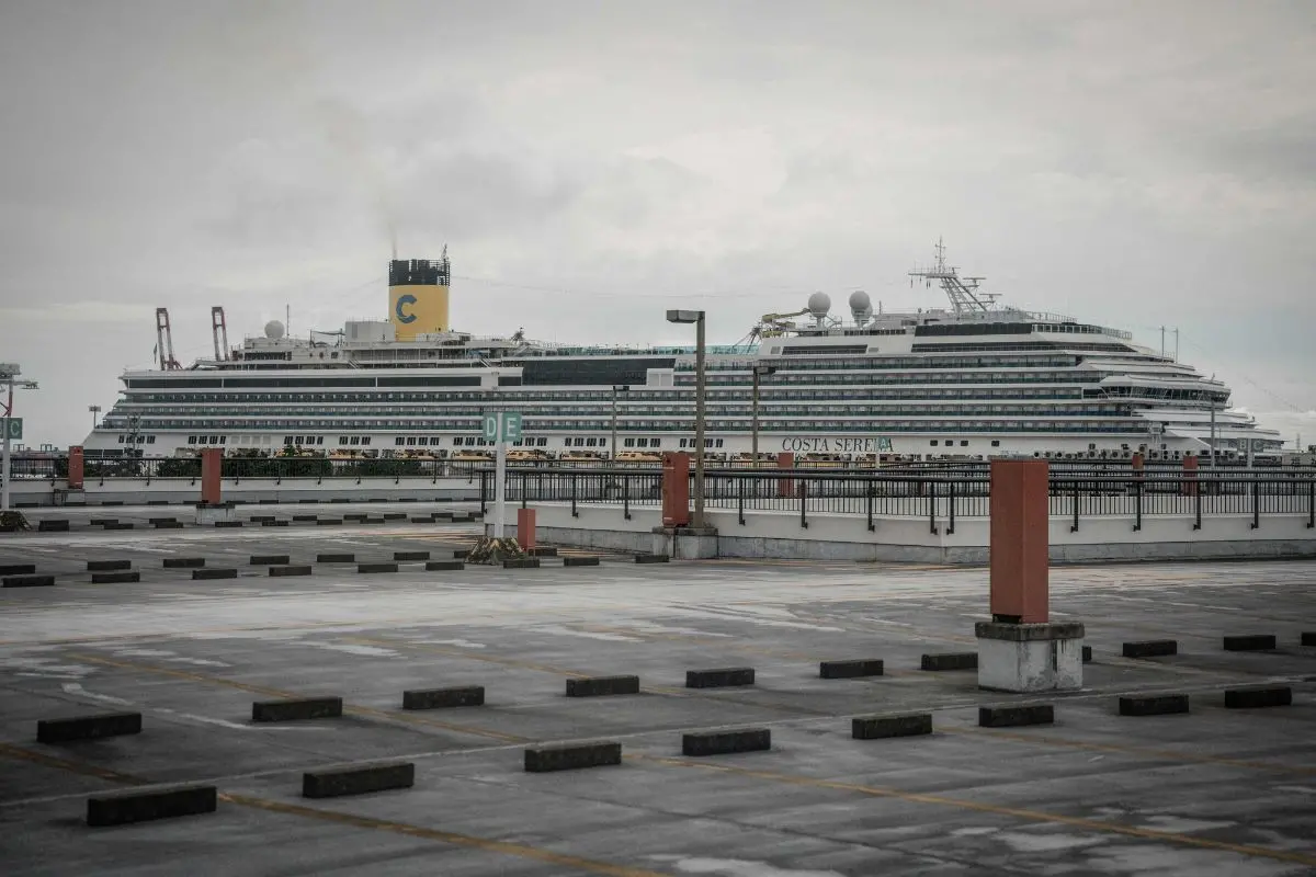 The Costa Serena cruise ship docks at the Port of Nagoya ahead of the 2026 Asian Games in Nagoya, Aichi prefecture on September 15, 2026