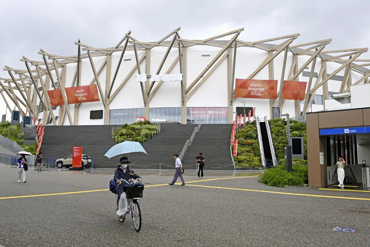 A general view of IG Arena, the venue for men's basketball games of Asian Games, in Nagoya, central Japan