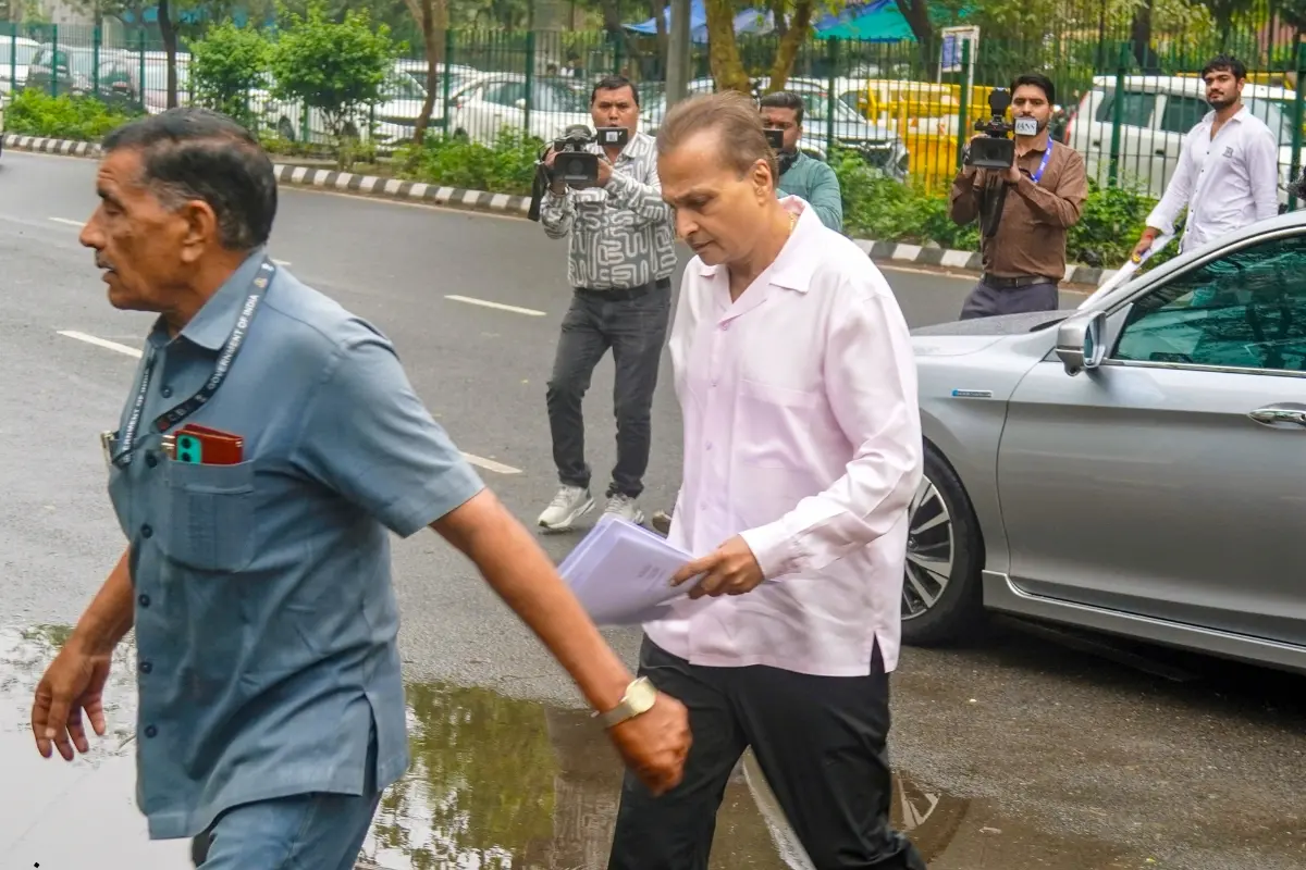 Industrialist Anil Ambani at the CBI headquarters for questioning in an alleged bank fraud case related to Reliance Communications, in New Delhi.| Photo: PTI