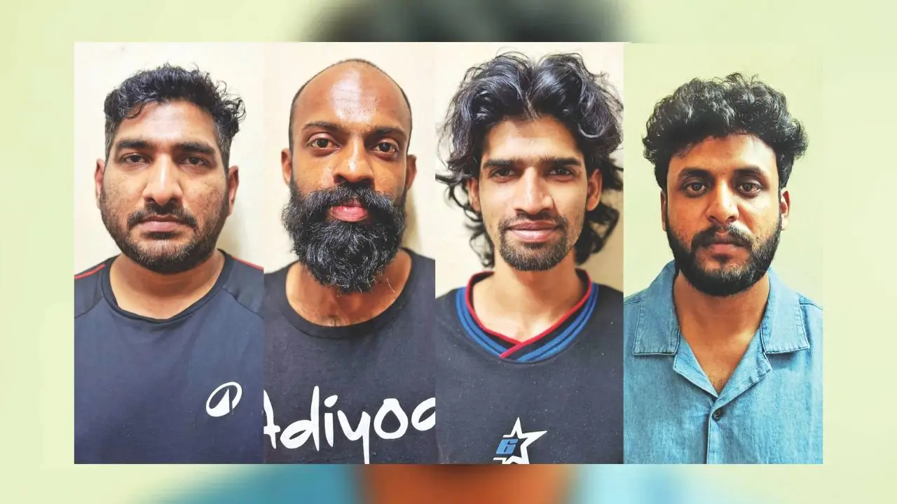 മുഹമ്മദ് ഹാരിസ് (37), അഖിൽ ജോയ് (32), സലാഹുദ്ദീൻ (26), കാർത്തിക് (32)