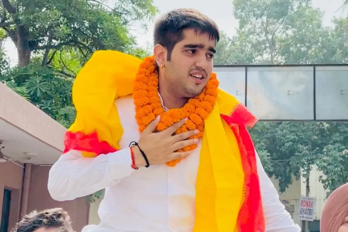 Newly elected Delhi University Students' Union (DUSU) President Yash Dabas | Photo: @yashdabas__ on Instagram