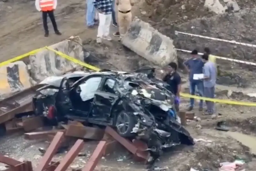 BMW car that fell from the Coastal Road bridge