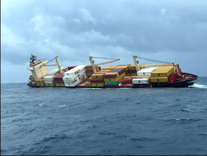 Liberia-flagged MSC ELSA 3, a container ship carrying hazardous cargo sinks off Indian southern coast in the Arabian Sea| Indian Coast Guard vis AP