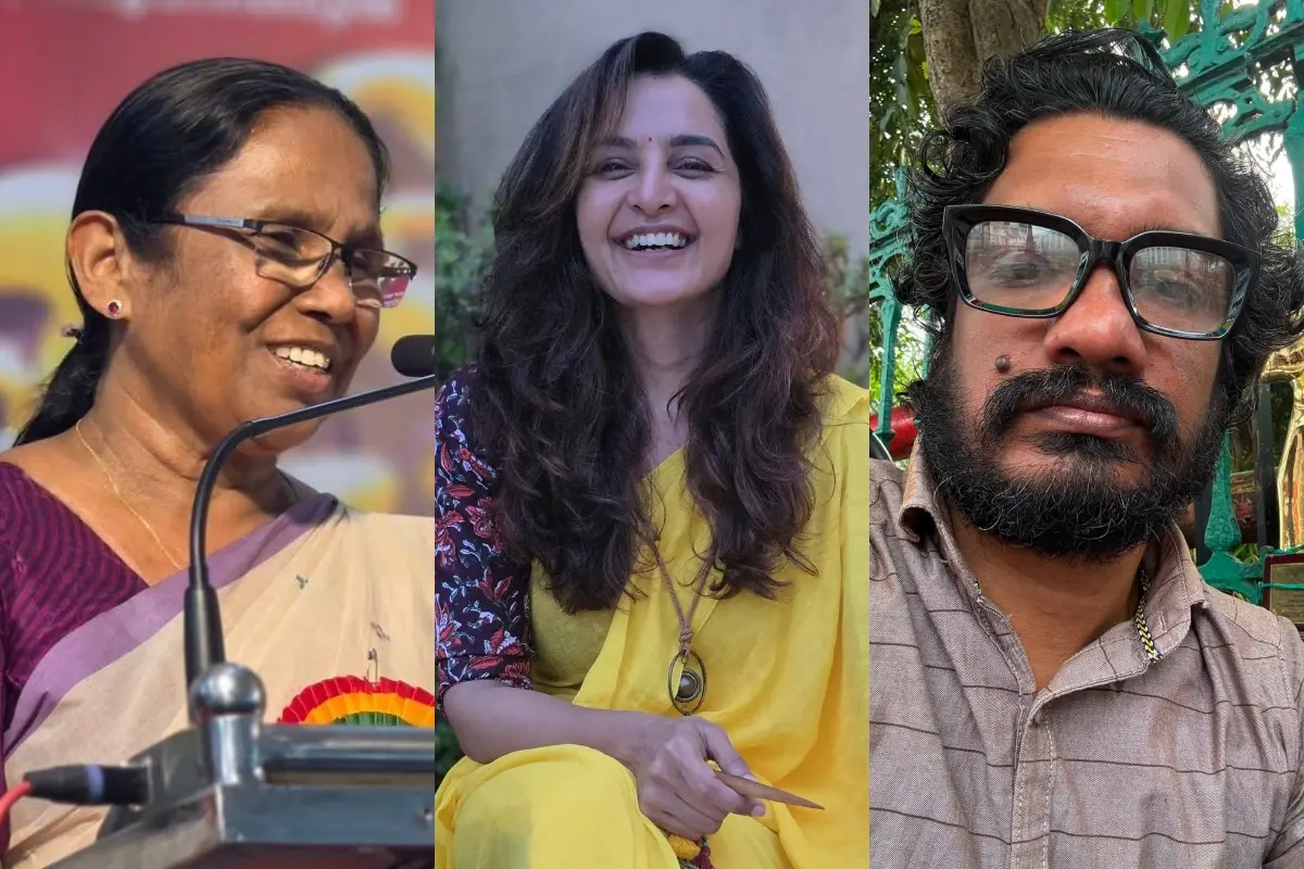 കെ.കെ. ശൈലജ, മഞ്ജു വാര്യര്, സനല് കുമാര് ശശിധരന് | Photo: Facebook/ KK Shailaja, Sanal Kumar Sasidharan, Manju Warrier