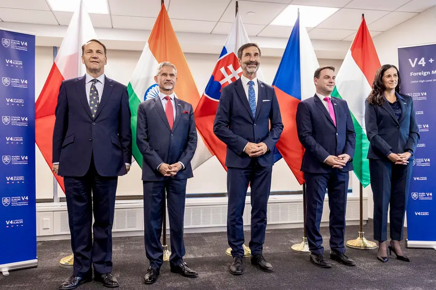 S Jaishankar with foreign ministers of the Visegrád Group (V4).