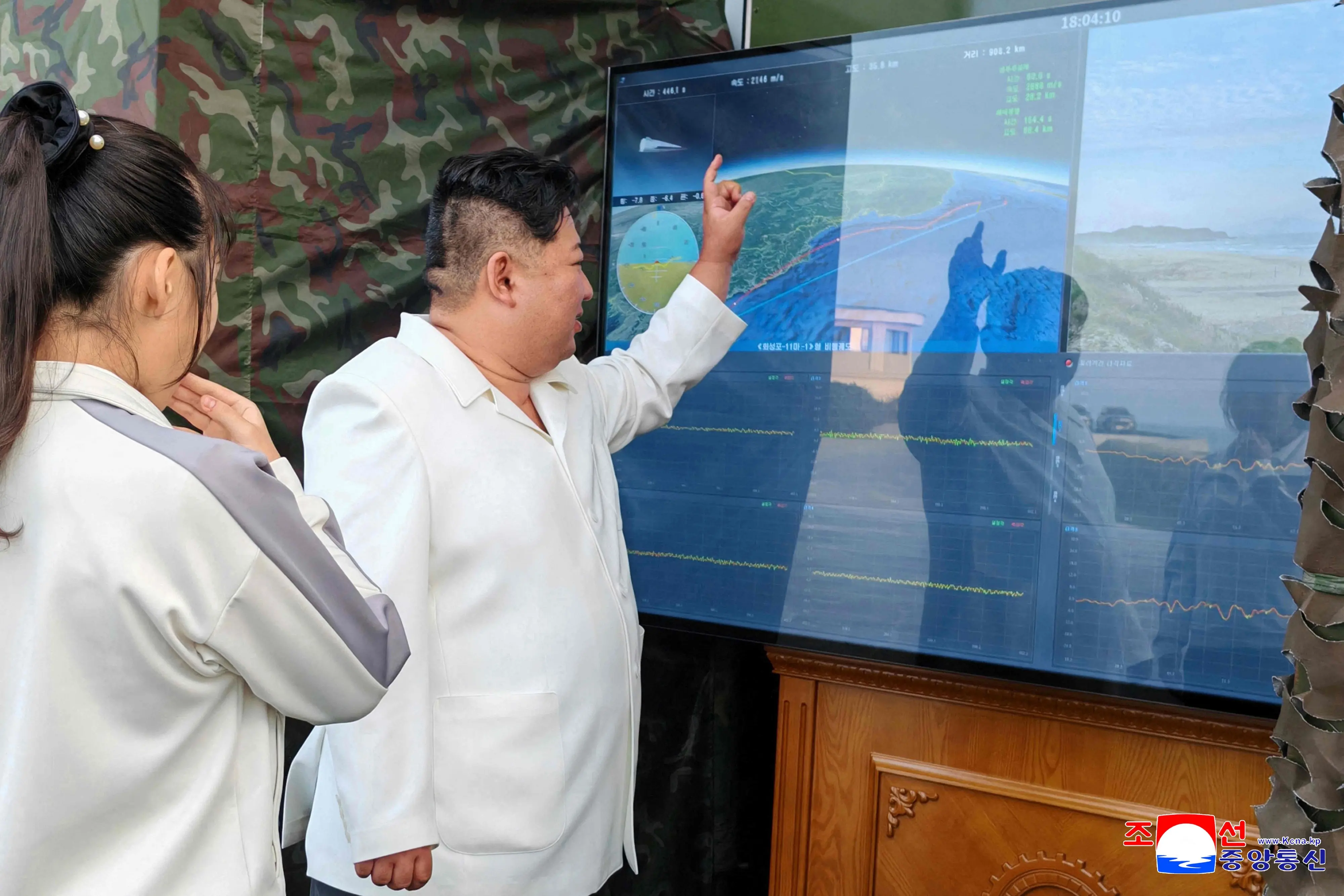 North Korea's official Korean Central News Agency (KCNA) on September 22, 2026, shows North Korean leader Kim Jong Un and his daughter Kim Ju Ae attending new weapon tests conducted by the Missile Administration and the Academy of Defence Sciences at an undisclosed location in North Korea.| Photo: PTI