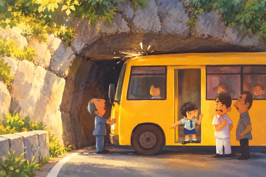 bus in tunnel