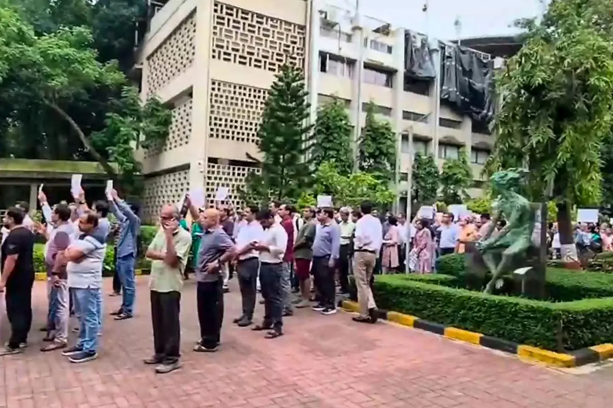 Faculty members of the Indian Institute of Technology (IIT-Bombay) hold a march in the institute's campus to support Suryanarayana Doolla, who was removed as Dean of Administrative Affairs amid protests by students over the suicide of a 22-year-old student, in Mumbai, Monday, Sept. 21, 2026. (Photo: PTI)