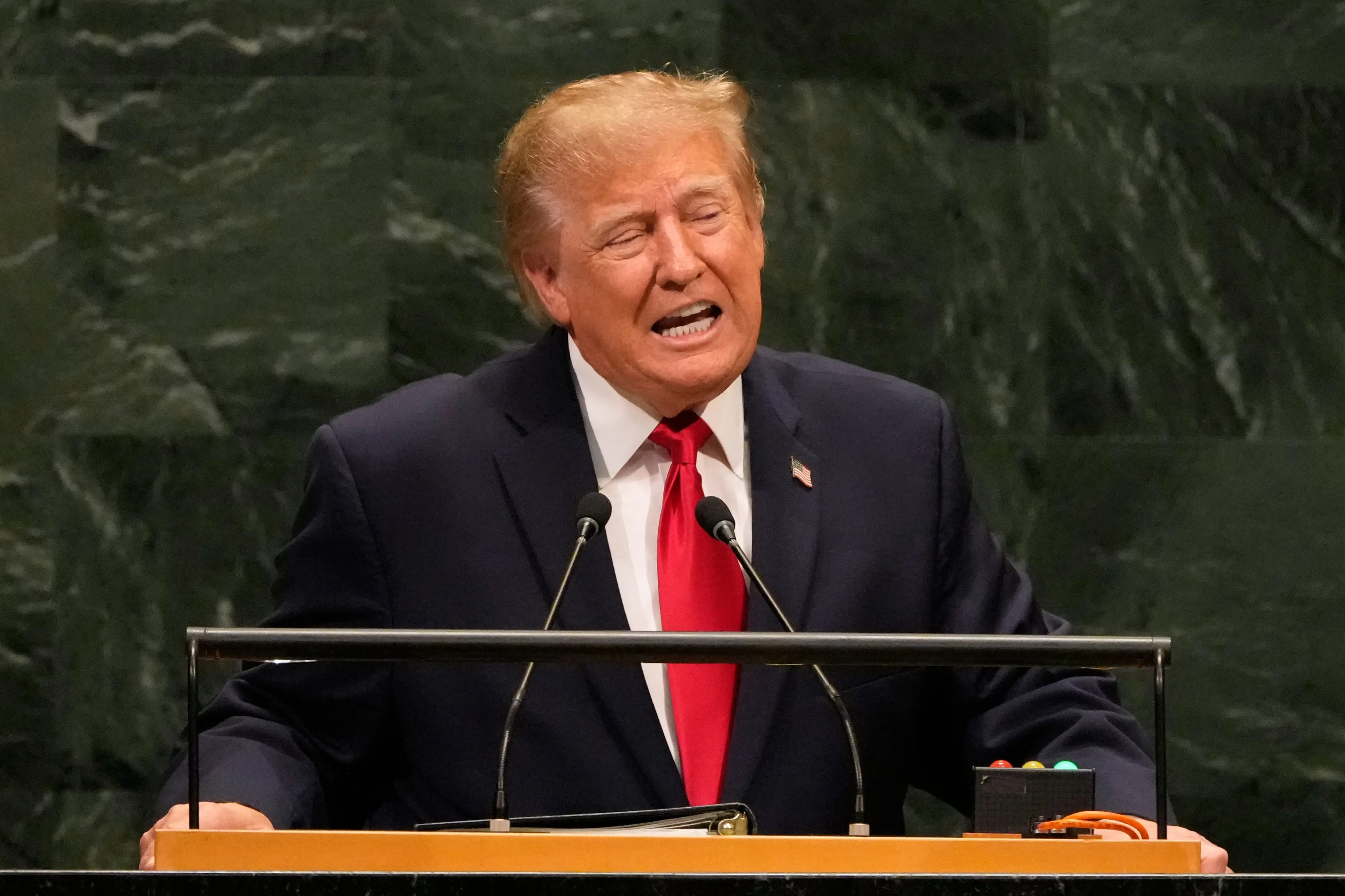 United States President Donald Trump speaks during the 81st session of the United Nations General Assembly at United Nations headquarters.| Photo: PTI