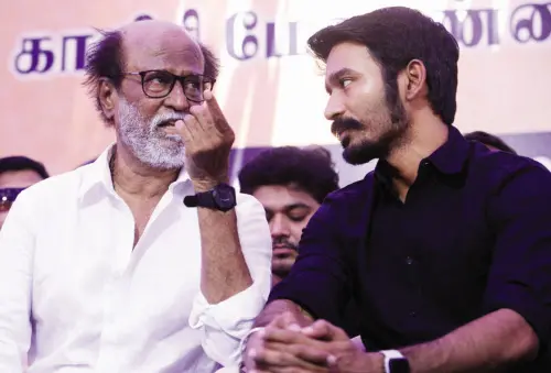 Actor Rajinikanth along with actor Dhanush