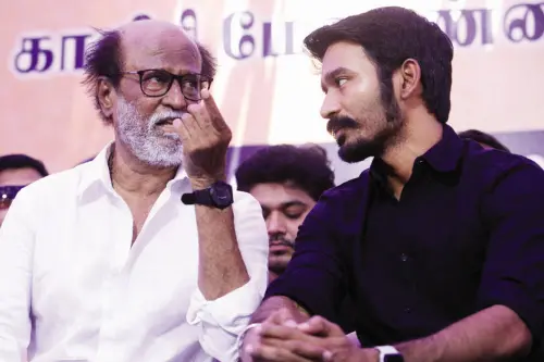 Actor Rajinikanth along with actor Dhanush