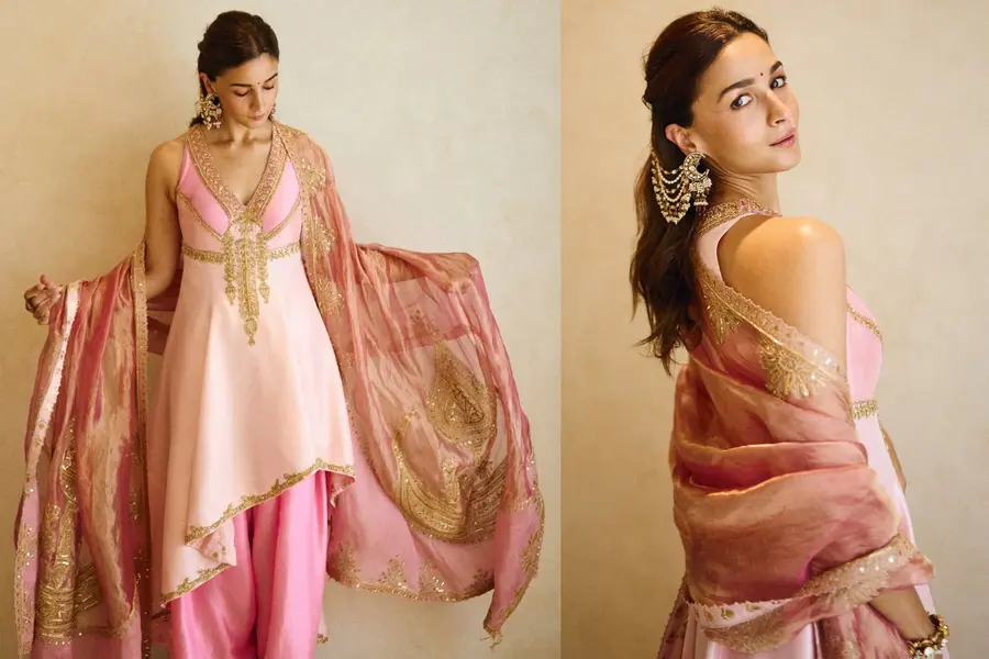 Alia Bhatt’s Ganesh Chaturthi look is a dreamy pink House of Masaba creation | Pictures