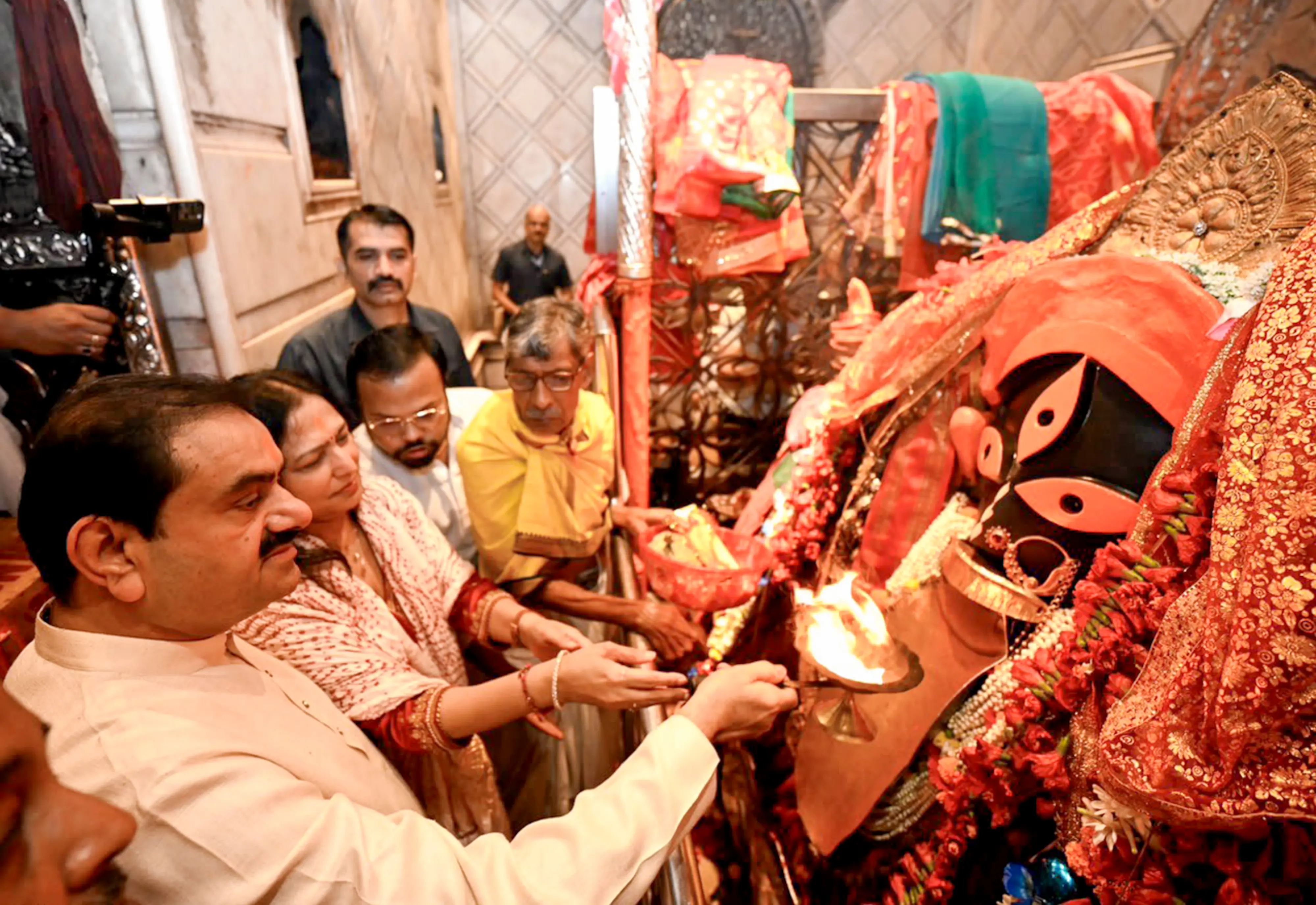 Adani Group Chairman Gautam Adani during a visit to the Kalighat Temple, in Kolkata | Photo: PTI