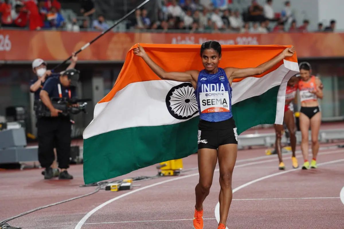 Seema Kumari | Photo: nnis Sports|Asian GamesAthletics (@nnis_sports on X)