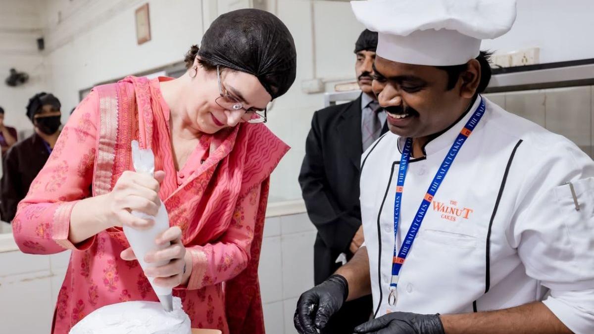 Politics gives way to pastry! Priyanka Gandhi tries her hand at baking in...