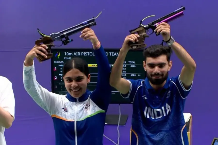 Asian Games 2026: India strike gold again as Kamaljeet, Suruchi Singh top 10m air pistol mixed team