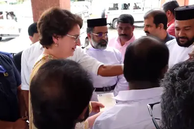 Priyanka Gandhi meets Keystone Foundation representatives during Wayanad visit