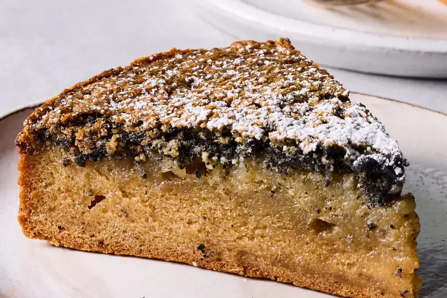 This black sesame rice cake is basically edible silk