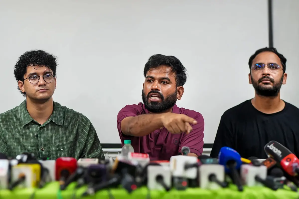 സിജെപി നേതാക്കളായ സൗരവ് ദാസ്, അഭിജീത് ദിപ്‌കെ, അശുതോഷ് റങ്ക | Photo: PTI