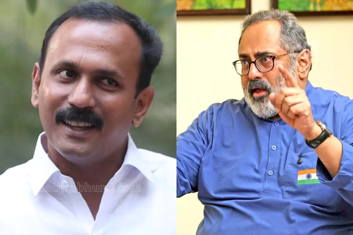 ഷോൺ ജോർജ്, രാജീവ് ചന്ദ്രശേഖർ | Photo: മാതൃഭൂമി